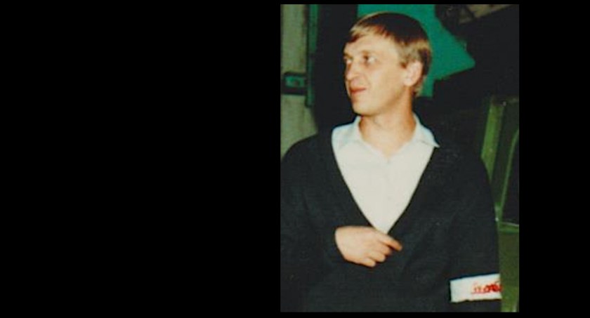 Cezary Zająć. Zdjęcie z 1990 r.  wykonane podczas strajku w FSC