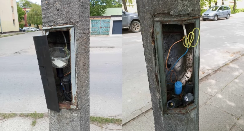 Dwa słupy przy ul. Lipowej i oba niezabezpieczone 