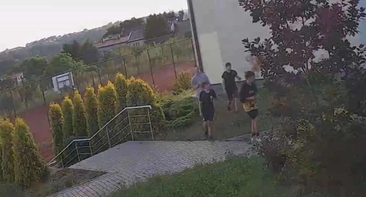Komunikaty, Zniszczyli elewację budynku szkoły Starachowicach Szukają policjanci - zdjęcie, fotografia