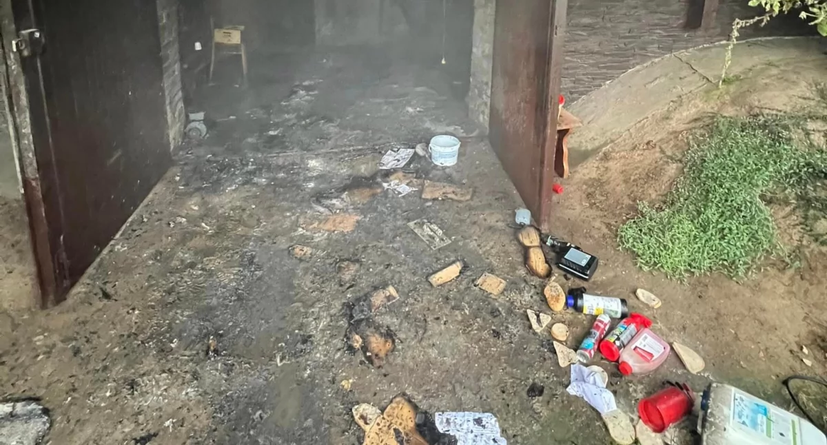 Pożary, Pożar kotłowni miejscowości Psary Kąty miejscu zastępy straży pożarnej - zdjęcie, fotografia