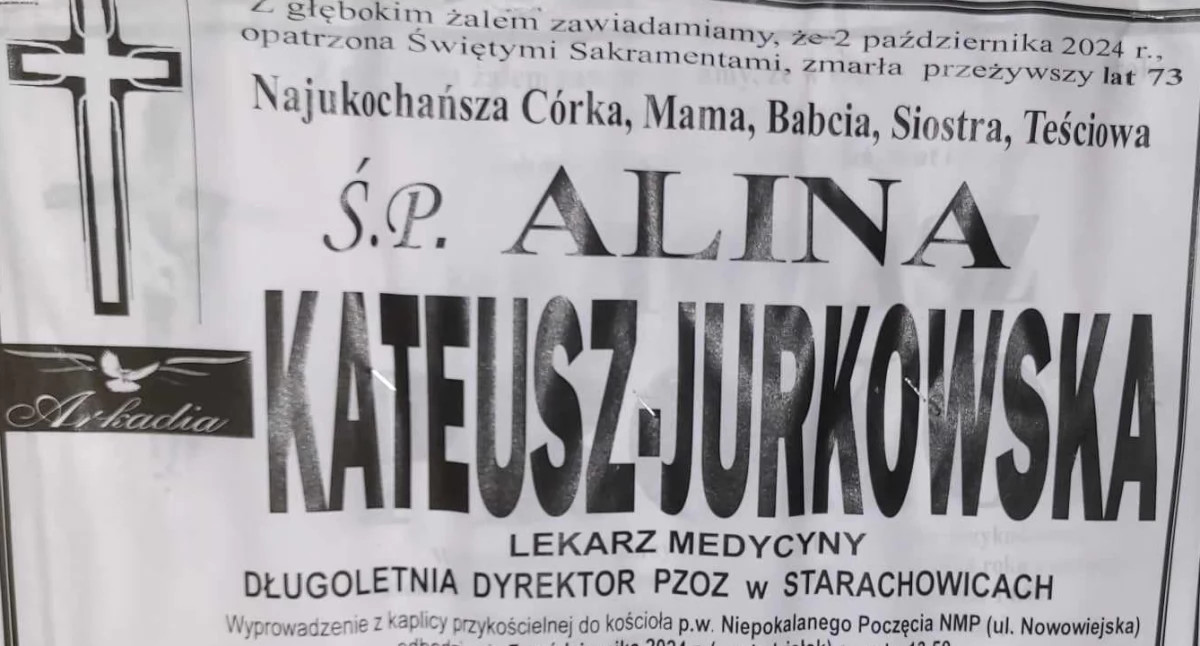 Nekrolog - Alina Kateusz-Jurkowska