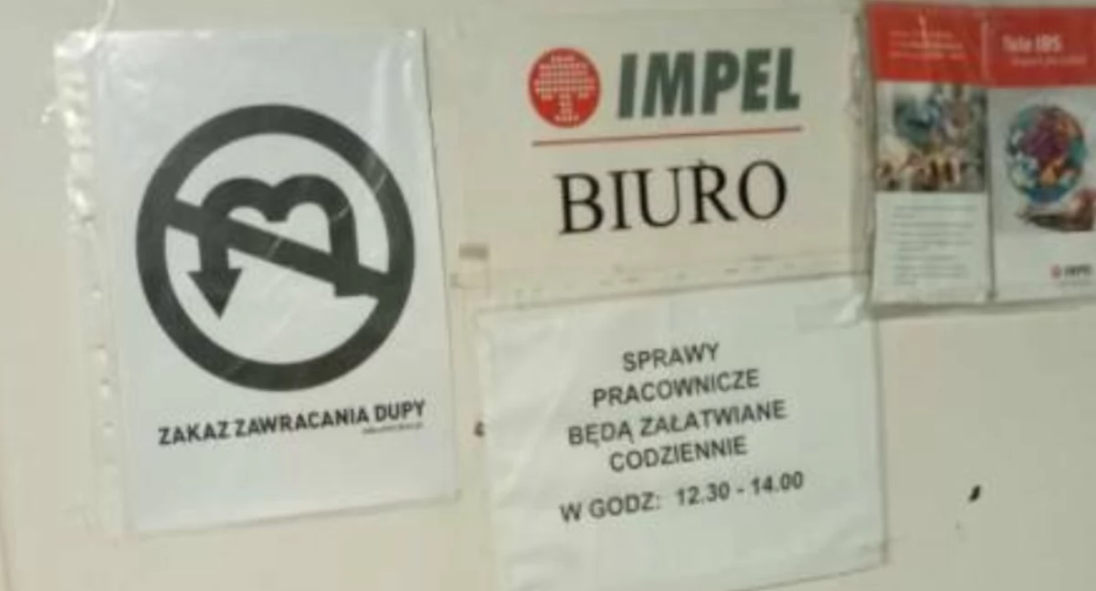 Zakaz pojawił się na drzwiach do biura firmy sprzątającej