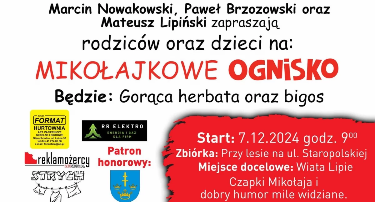 Pomagamy, Mikołajkowe ognisko Patryka Niekłania Klary Dudek Marcin Nowakowski Paweł Brzozowski Mateusz Lipiński zapraszają - zdjęcie, fotografia