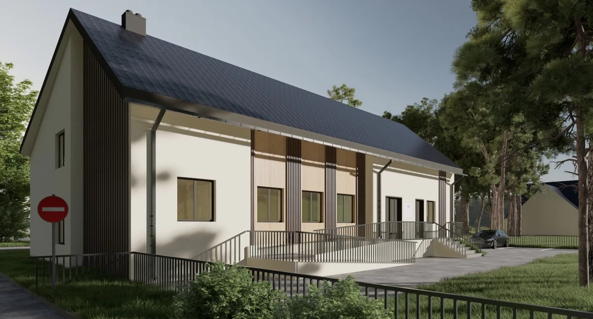 Wizualizacja Ośrodka Zdrowia w Szerzawach po planowanej modernizacji 