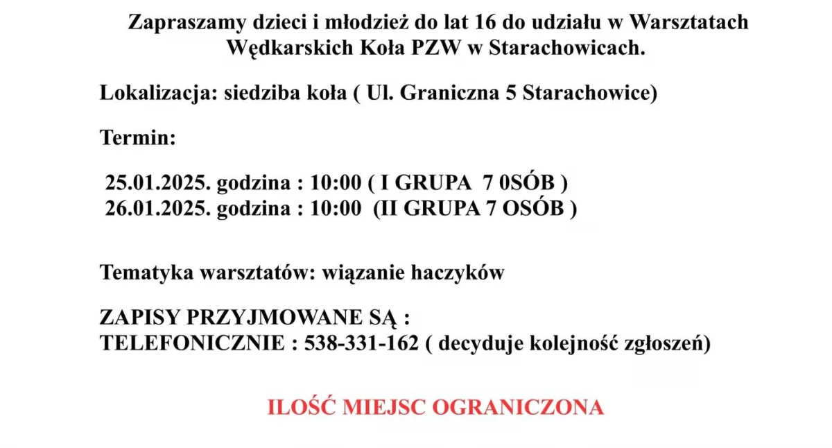 Warsztaty wędkarskie w Starachowicach