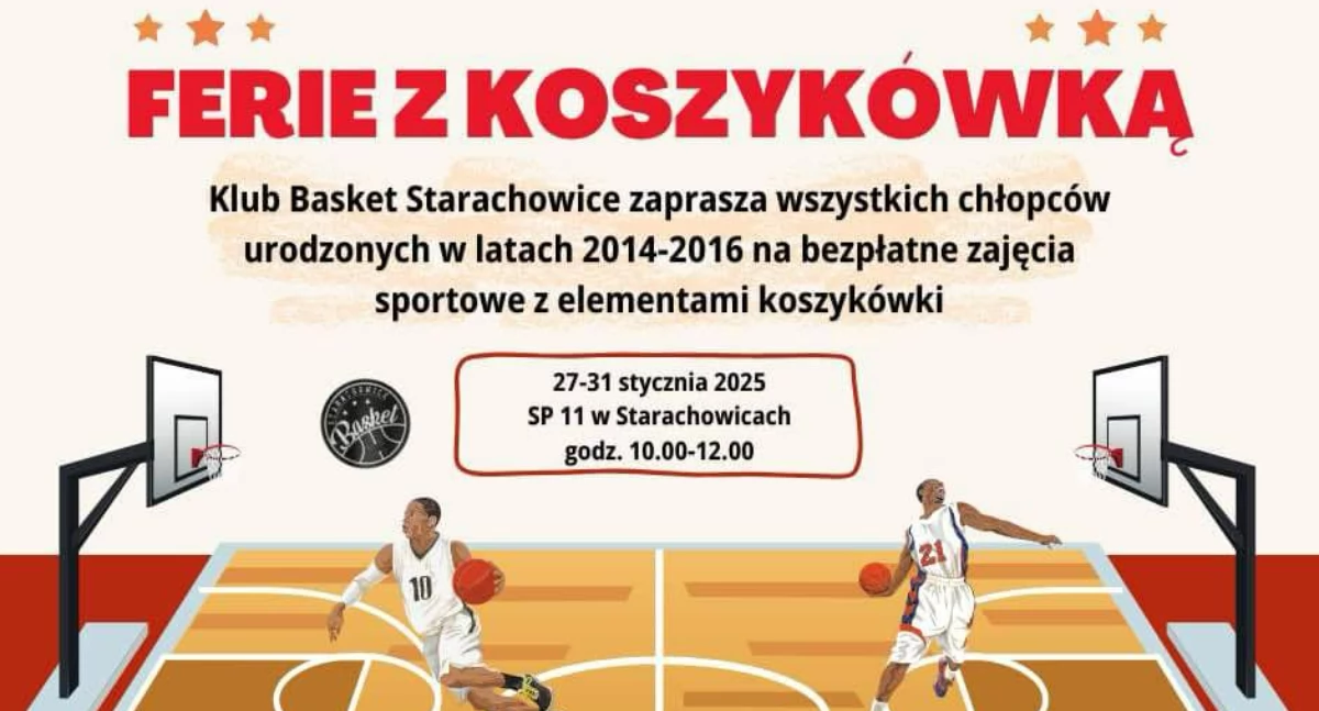 Koszykówka, Ferie koszykówką Starachowicach Basket zaprasza zajęcia - zdjęcie, fotografia