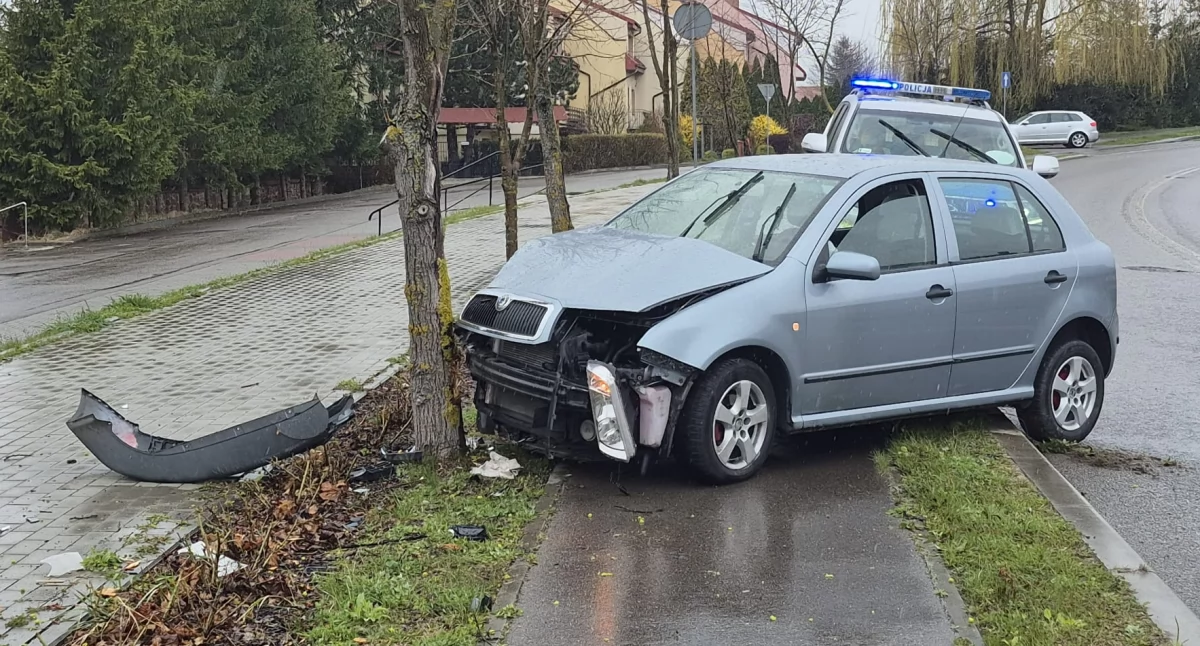 Wypadki drogowe, Wypadek Starachowicach latek wjechał drzewo - zdjęcie, fotografia