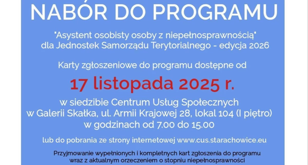 Komunikaty i ogłoszenia, Ruszył nabór osobistego asystenta Ważne osób niepełnosprawnością - zdjęcie, fotografia