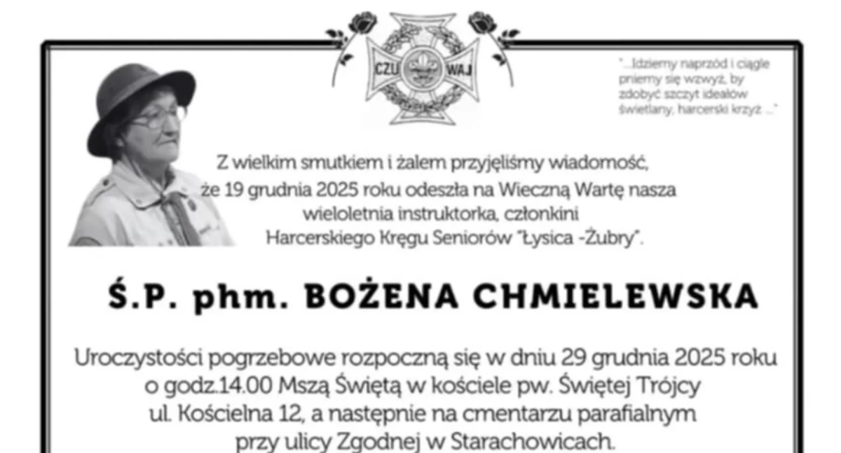 Pożegnania, wieczną wartę odeszła Bożena Chmielewska - zdjęcie, fotografia