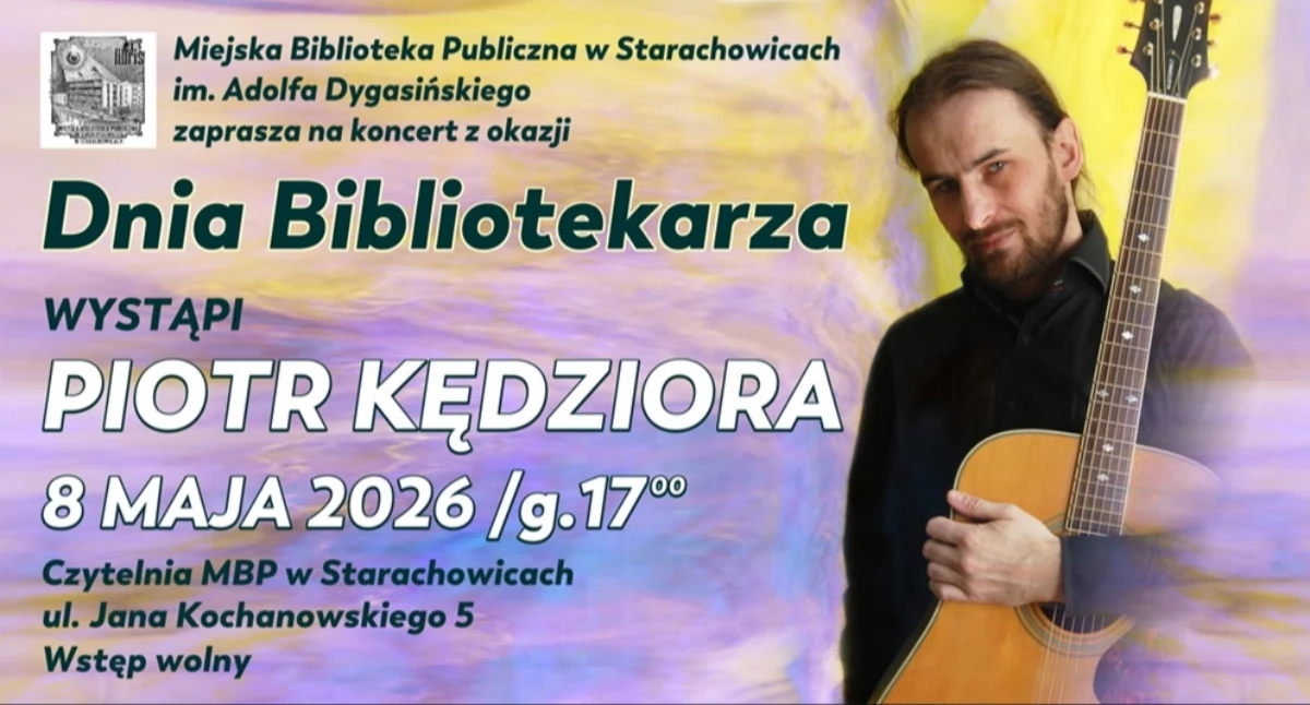 Wydarzenia, Koncert Piotra Kędziory Dzień Bibliotekarza - zdjęcie, fotografia