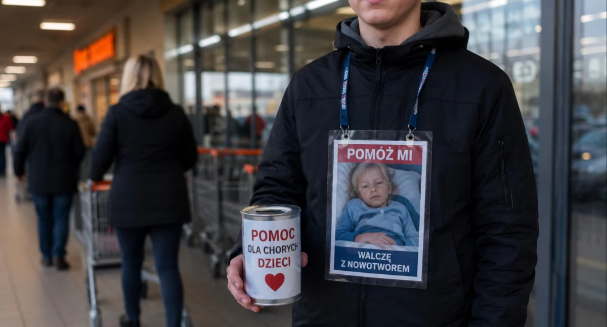 Pomagamy, Puszka zdjęcie chorego dziecka dobre serce Kiedy pomagamy potrzebującym kiedy oszustom - zdjęcie, fotografia