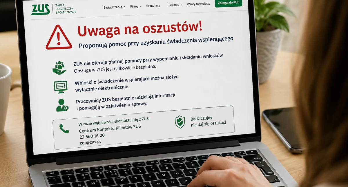 US - ZUS, ostrzega przed oszustami Uważaj składaniu wniosku świadczenie wspierające - zdjęcie, fotografia
