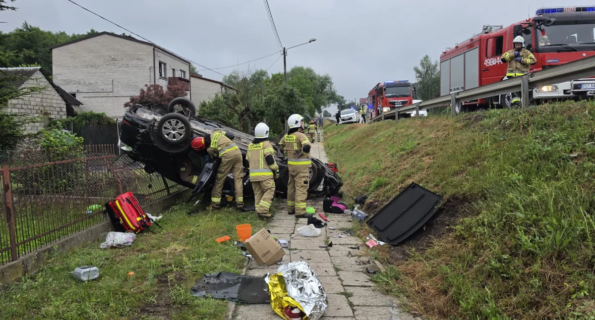 Wypadek w Stykowie (fot. KP PSP Starachowice)
