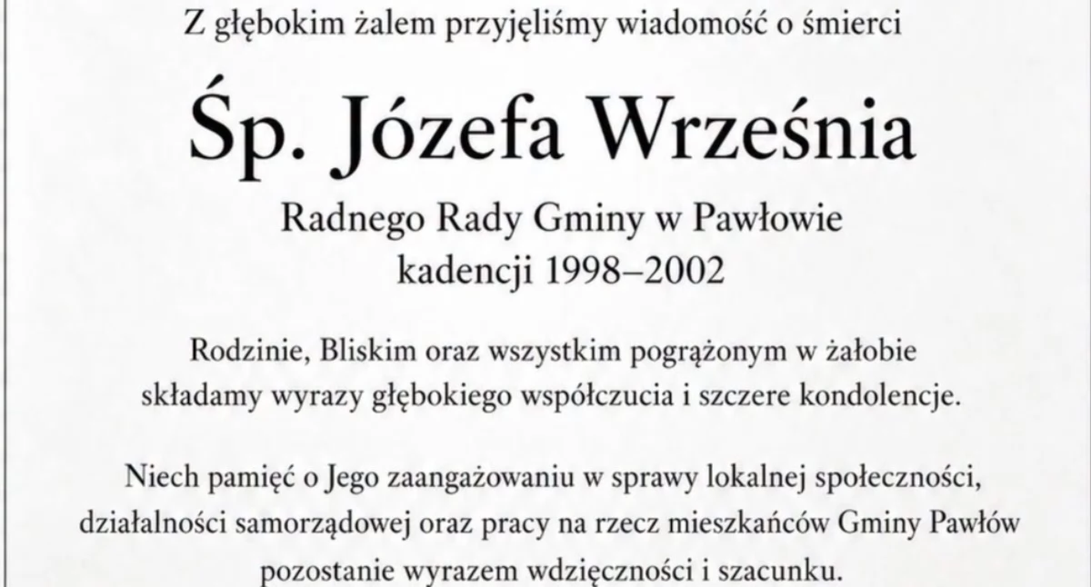 Pożegnania, Gmina Pawłów żegna byłego radnego - zdjęcie, fotografia
