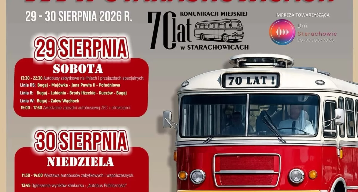 Wydarzenia, Zabytkowych Autobusów Starachowicach komunikacji mieście - zdjęcie, fotografia