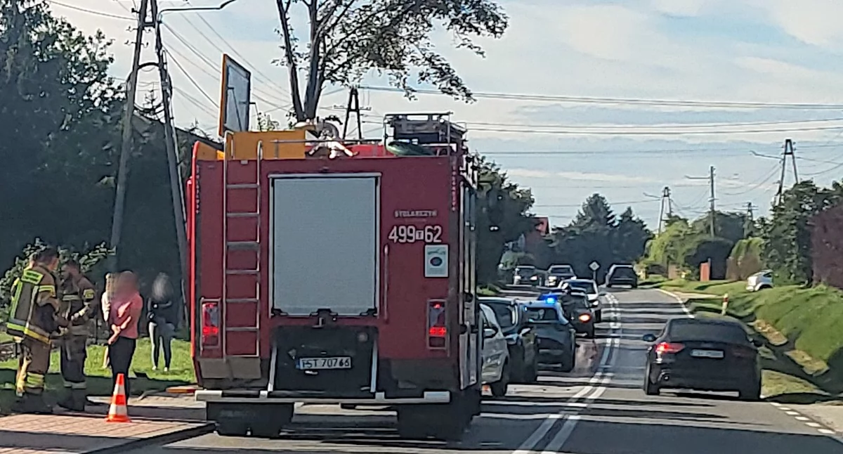 Miejsce zderzenia trzech samochodów. Fot. 