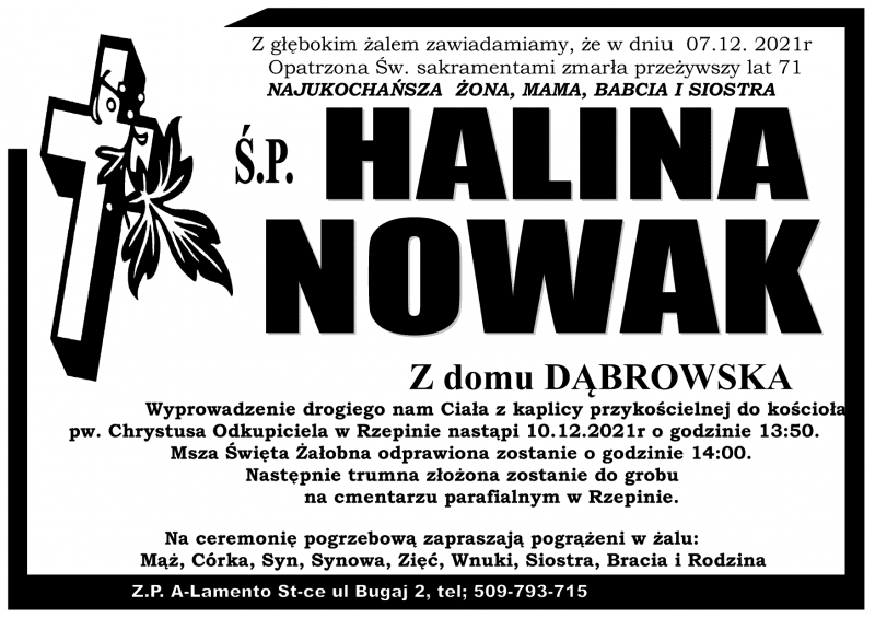 Halina  Nowak z d. Dąbrowska