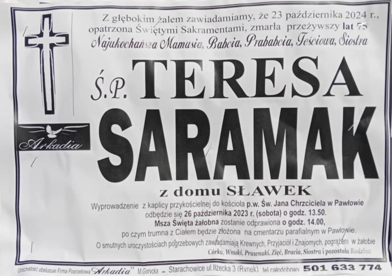 Teresa  Saramak z d. Sławek