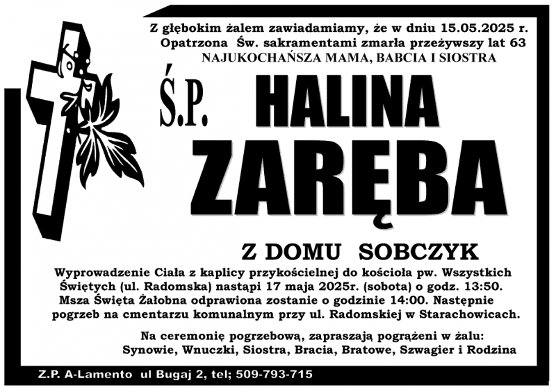 Halina  Zaręba z d. Sobczyk