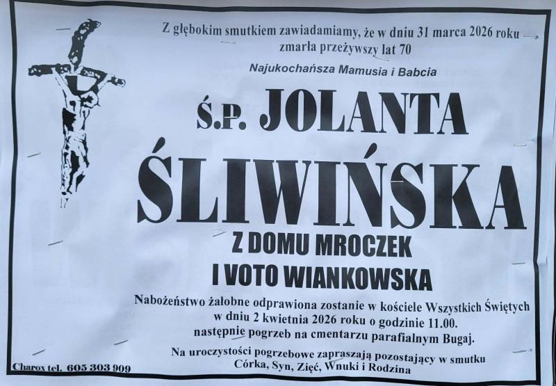 Jolanta  Śliwińska voto Wiankowska z d. Mroczek