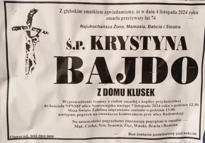 Krystyna  Bajdo z d. Klusek