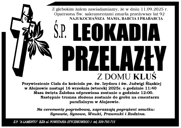 Leokadia  Przelazły z d. Kluś
