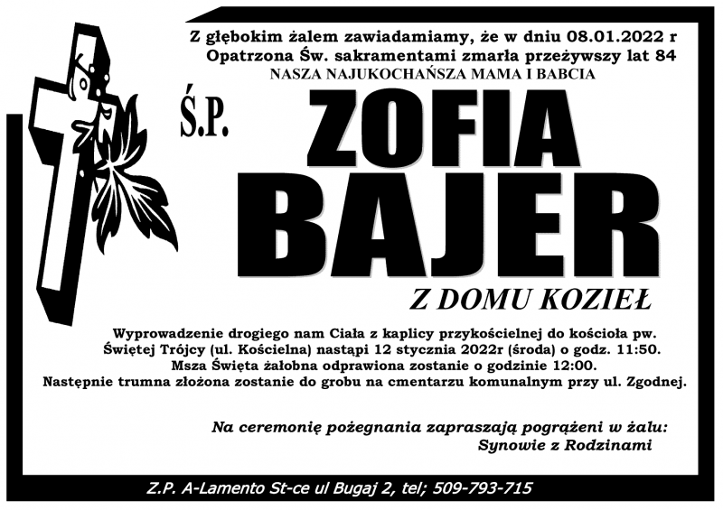 Zofia  Bajer z d. Kozieł