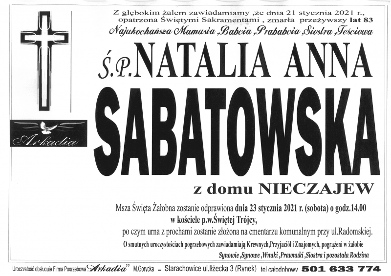 Natalia Anna Sabatowska z domu Nieczajew