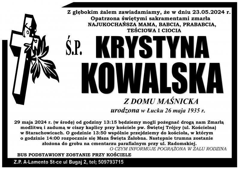 Krystyna  Kowalska z d. Maśnicka