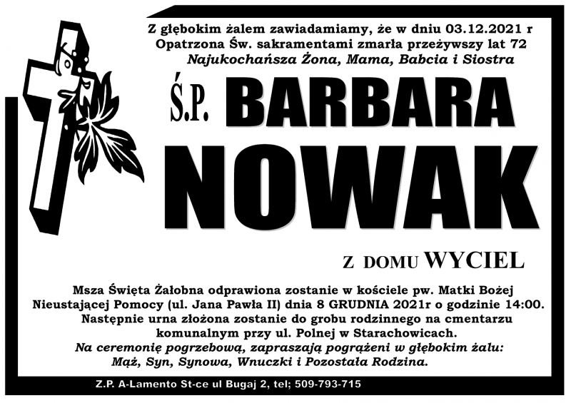 Barbara  Nowak z d. Wyciel