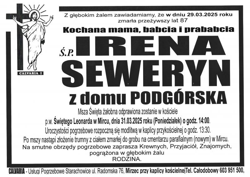 Irena  Seweryn z d. Podgórska