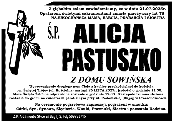 Alicja Pastuszko, z d. Sowińska