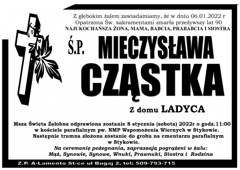 Mieczysława Cząstka z d. Ladyca