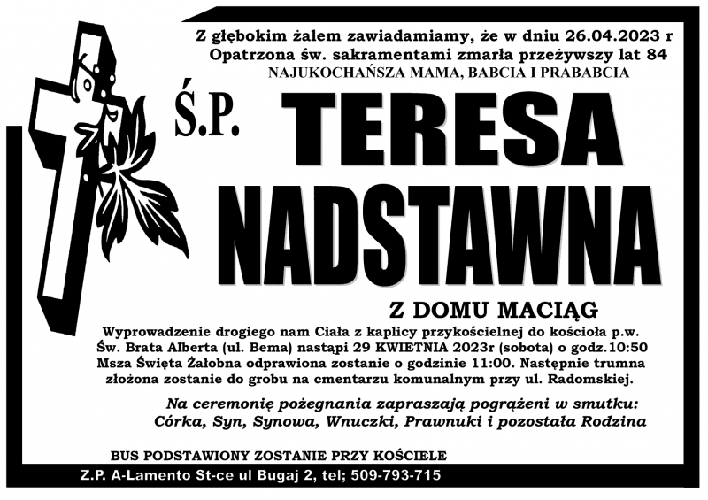 Teresa  Nadstawna z d. Maciąg 
