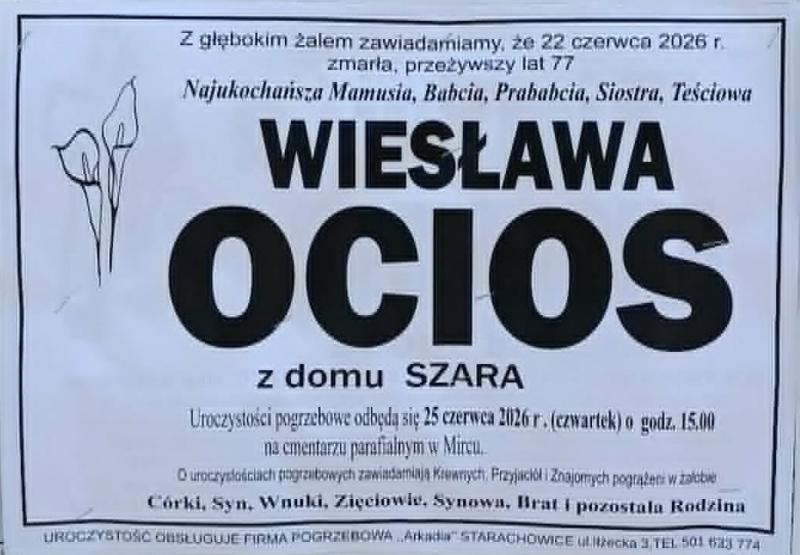 Wiesława  Ocios z d. Szara