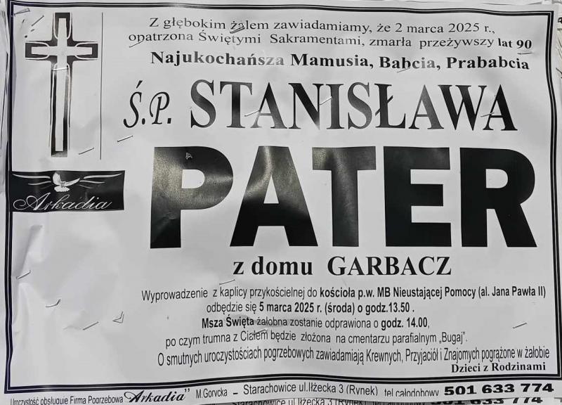 Stanisława  Pater z d. Garbacz