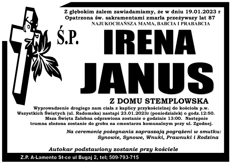 Irena  Janus z d. Stemplowska