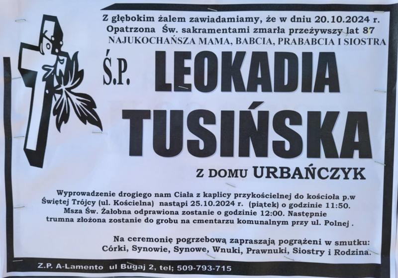Leokadia  Tusińska z d. Urbańczyk