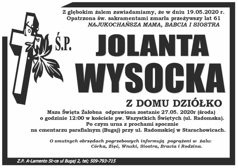 Jolanta Wysocka z domu Dziółko