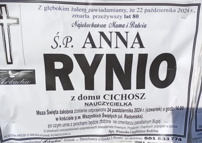 Anna  Rynio z d. Cichosz