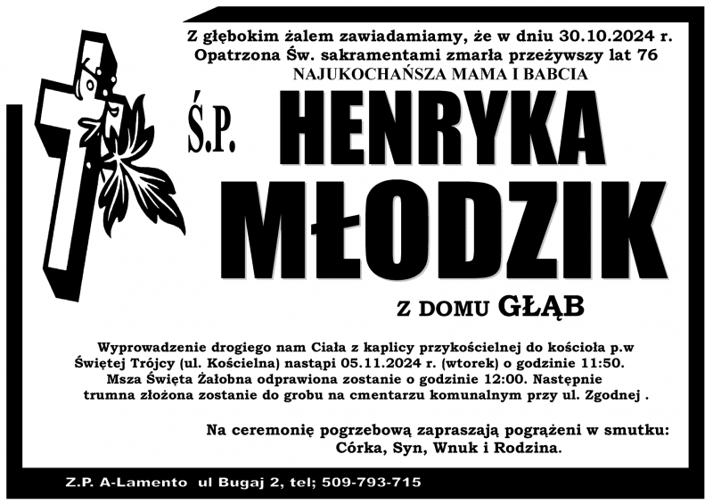 Henryka  Młodzik z d. Głąb