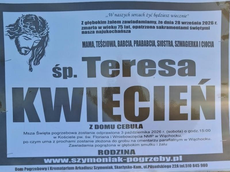 Teresa  Kwiecień z d. Cebula