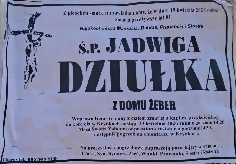  Jadwiga  Dziułka z d. Żeber