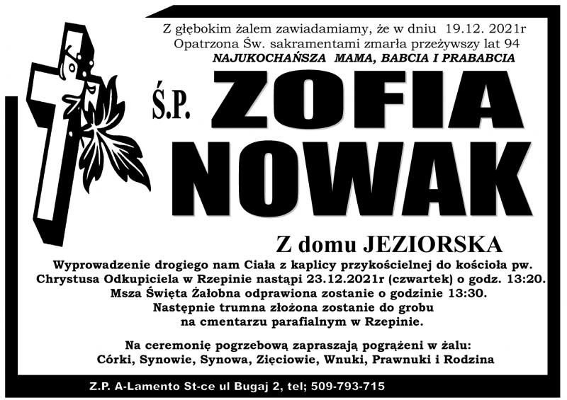 Zofia  Nowak z d. Jeziorska