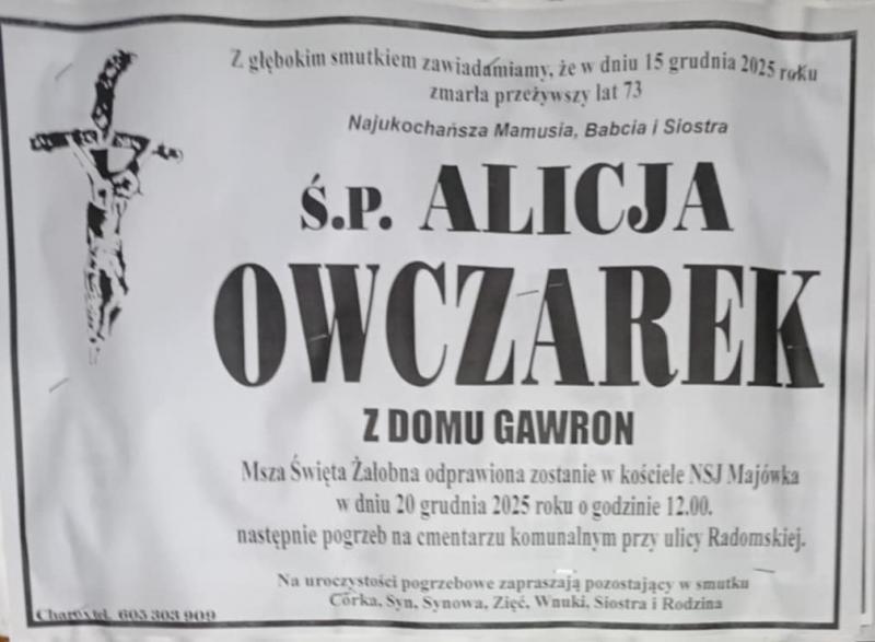 Alicja  Owczarek z d. Gawron