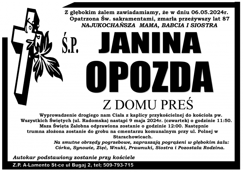 Janina  Opozda z d. Preś
