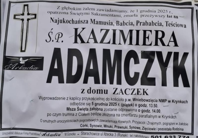 Kazimiera  Adamczyk z d. Zaczek