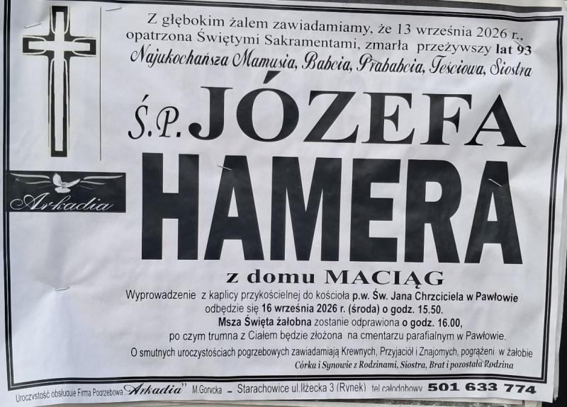 Józefa  Hamera z d. Maciąg