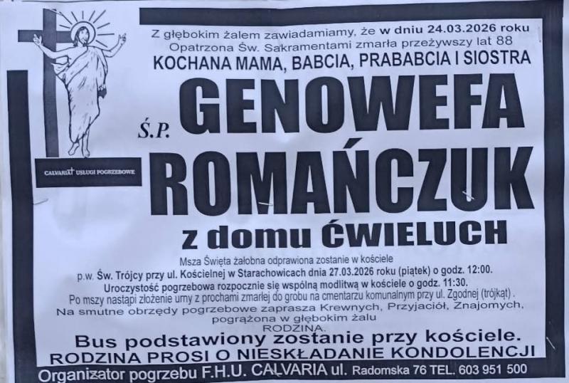 Genowefa  Romańczuk z d. Ćwieluch