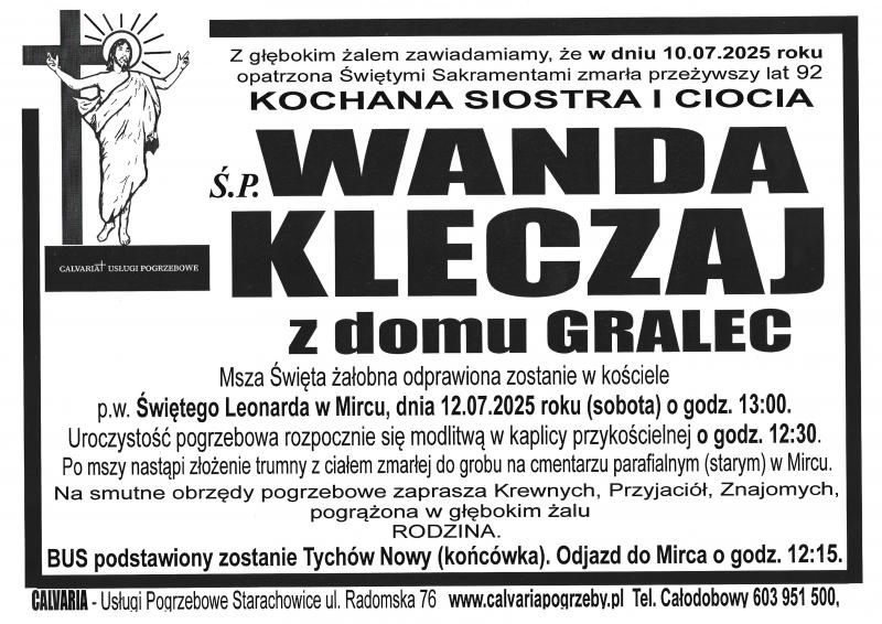 Wanda  Kleczaj z d. Gralec